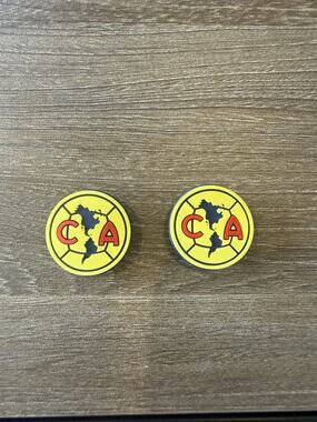 2 Club America Soccer Logo Shoe Charms Yellow Red Fits Crocs Wristbands